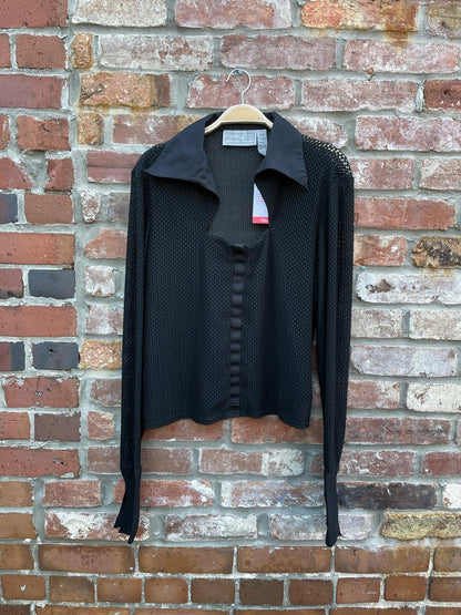 y2k zone mesh collared corset blouse