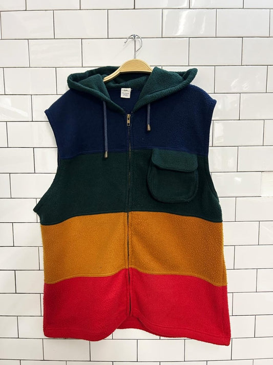 vintage 90s oversized hooded fleece vest - good market thrift store