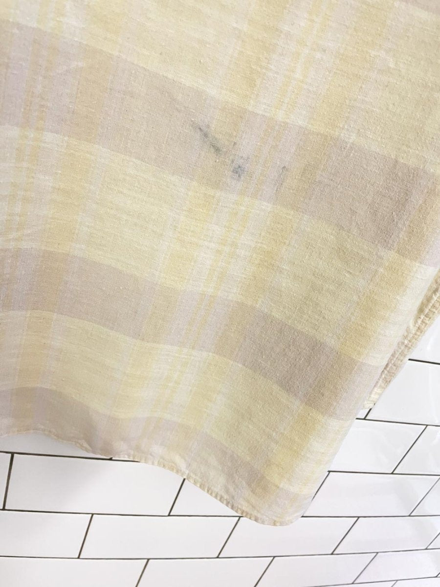 vintage sanford bryant linen - blend butter yellow shirt - good market thrift store