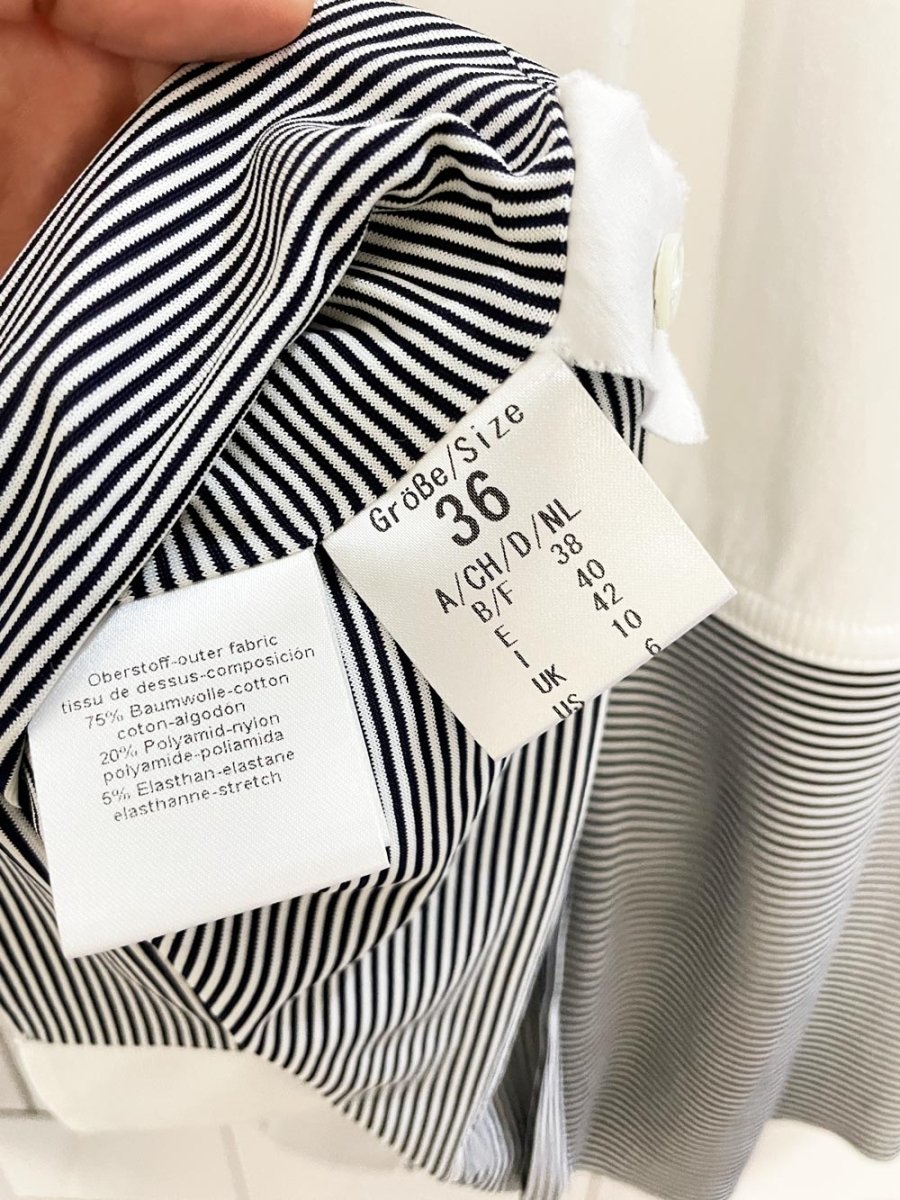 max volmáry poplin boxy shirt + stretch stripe combo shirt - good market thrift store