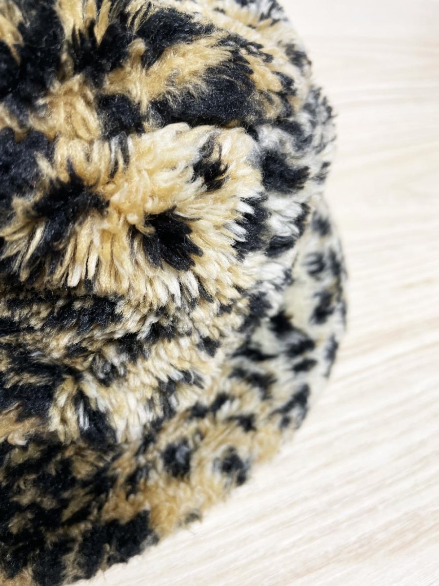 vintage 90s animal print faux fur bucket hat - good market thrift store