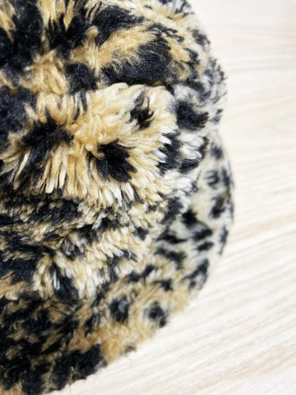 vintage 90s animal print faux fur bucket hat - good market thrift store