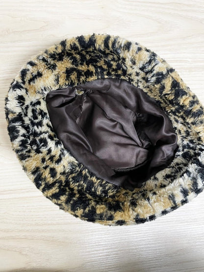 vintage 90s animal print faux fur bucket hat - good market thrift store