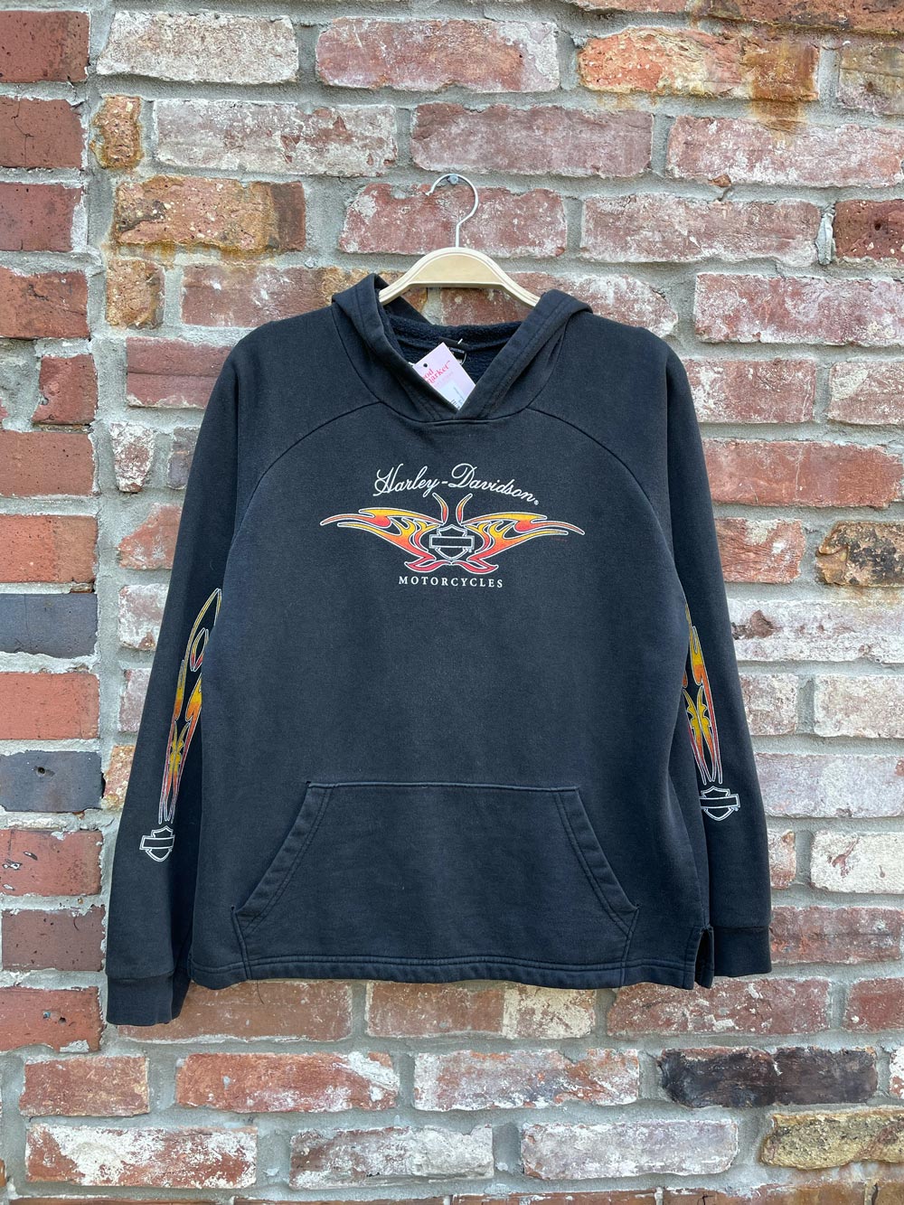 vintage harley davidson flame logo hoodie