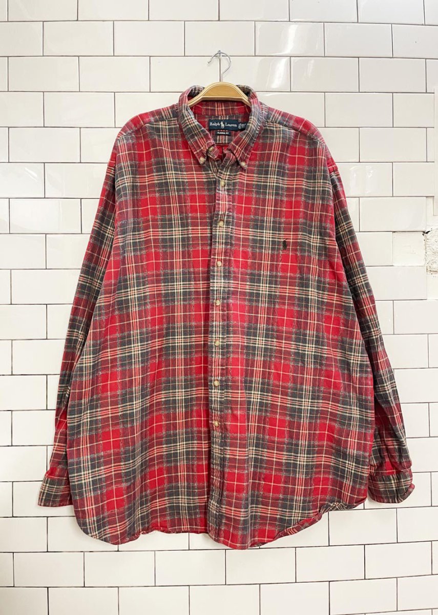 vintage 90s polo ralph lauren plaid flannel shirt - good market thrift store