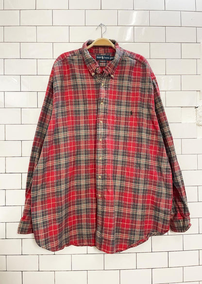 vintage 90s polo ralph lauren plaid flannel shirt - good market thrift store