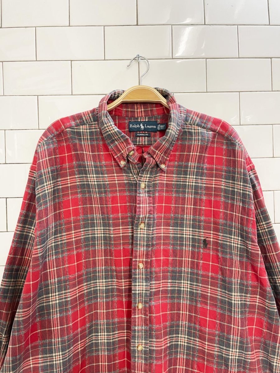 vintage 90s polo ralph lauren plaid flannel shirt - good market thrift store