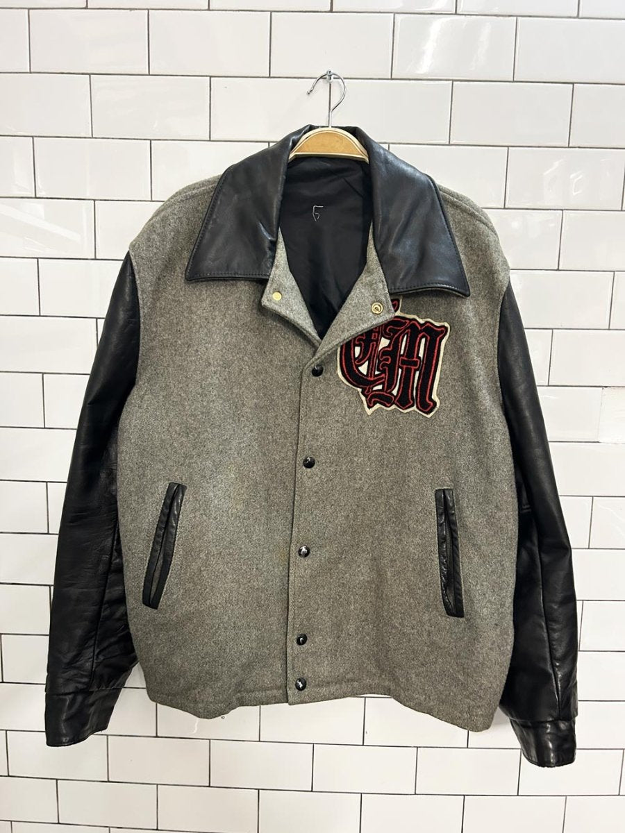 vintage 80s wool - leather varsity letter jacket - good market thrift store