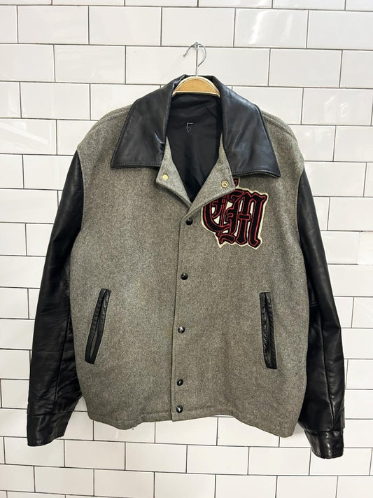 vintage 80s wool - leather varsity letter jacket - good market thrift store