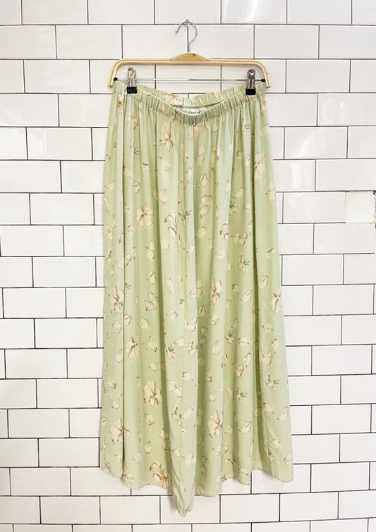 vintage 00s laura martin 100% silk floral midi skirt - good market thrift store
