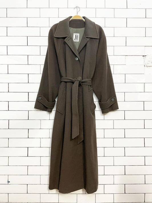 vintage 90s jones new york 100% wool belted long coat