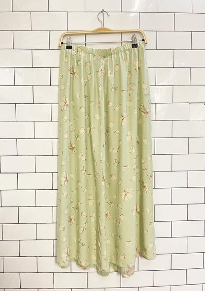 vintage 00s laura martin 100% silk floral midi skirt - good market thrift store