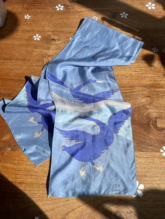 vintage sidonie hand painted silk scarf