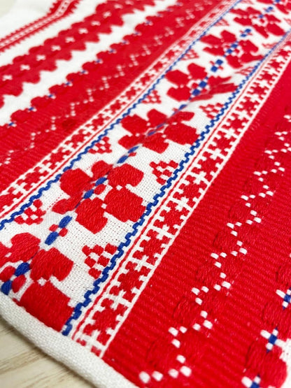 vintage woven folk art pillow case - good market thrift store