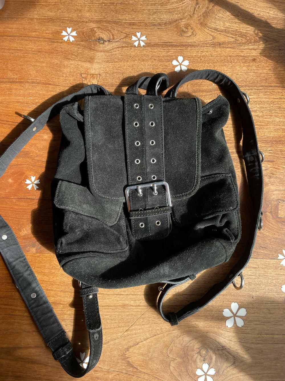 UO nikka suede grommet leather backpack