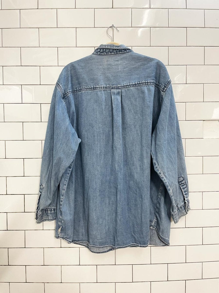 vintage 90s chic teddy bear denim shirt - good market thrift store
