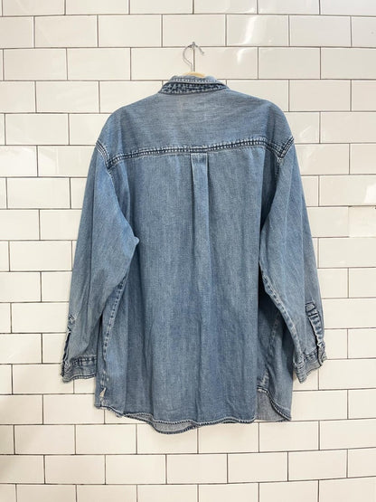 vintage 90s chic teddy bear denim shirt - good market thrift store