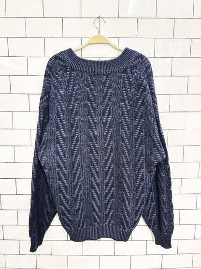 vintage 80s miller oversized wool - blend knit dad sweater - good market thrift store