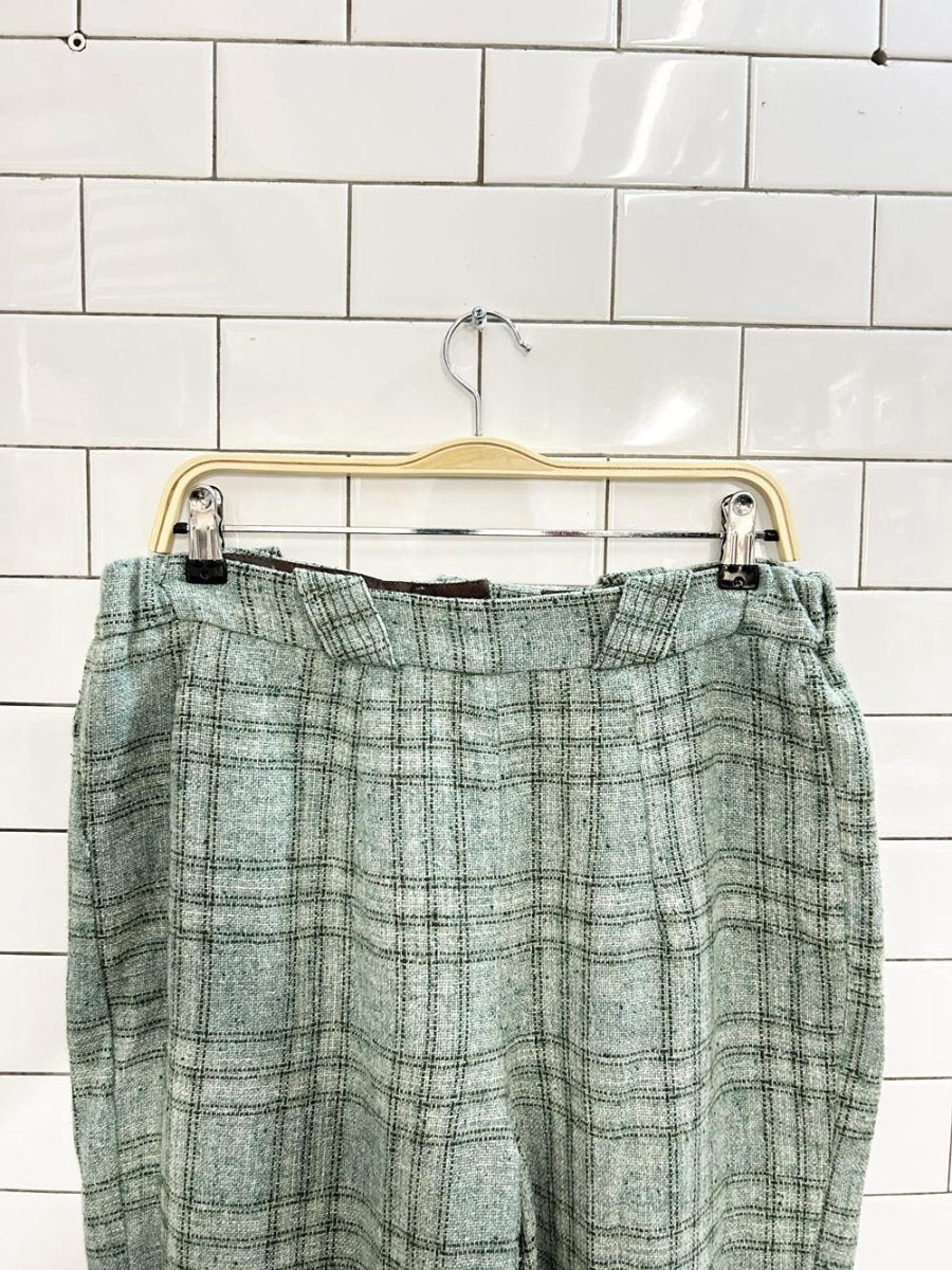 vintage 70s mister leonard wool blend plaid trousers - good market thrift store