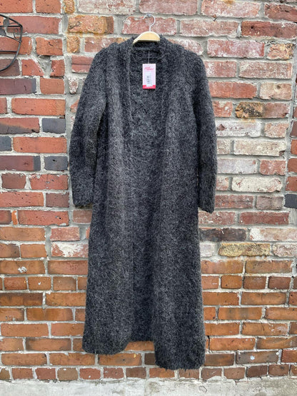 vintage mohair-angora pointelle knit fall cardigan jacket