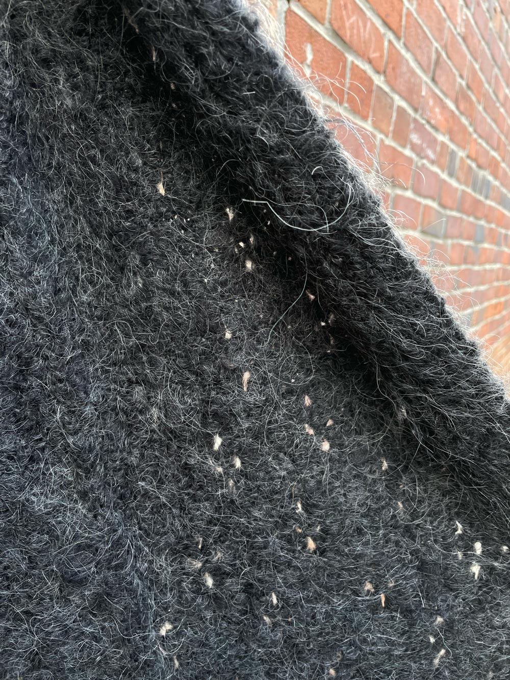 vintage mohair-angora pointelle knit fall cardigan jacket