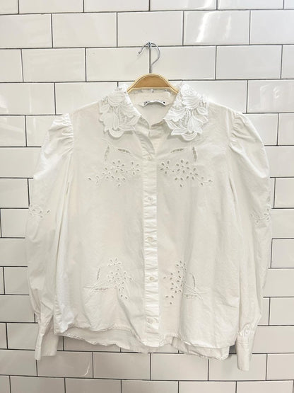 zara polin flower embroidered eyelet blouse - good market thrift store