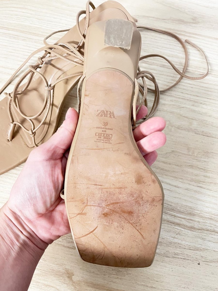 zara strappy thong square toe heeled sandals - good market thrift store