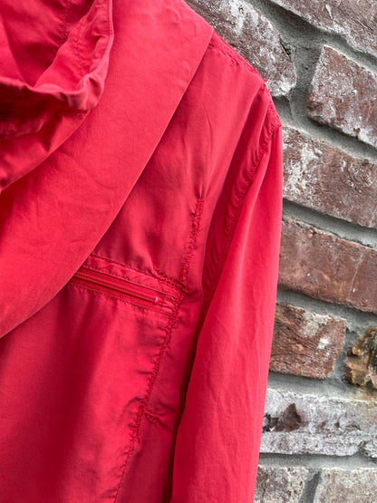 vintage red silk packable jacket
