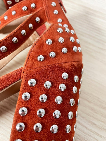 steven madden fara suede studded block heel sandal - good market thrift store