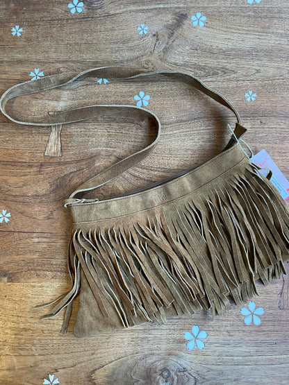 cuero boho fringe suede leather shoulder bag
