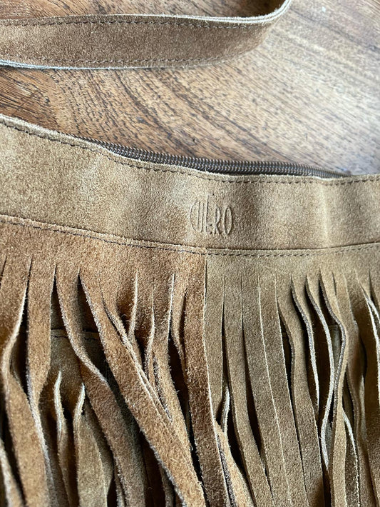 cuero boho fringe suede leather shoulder bag