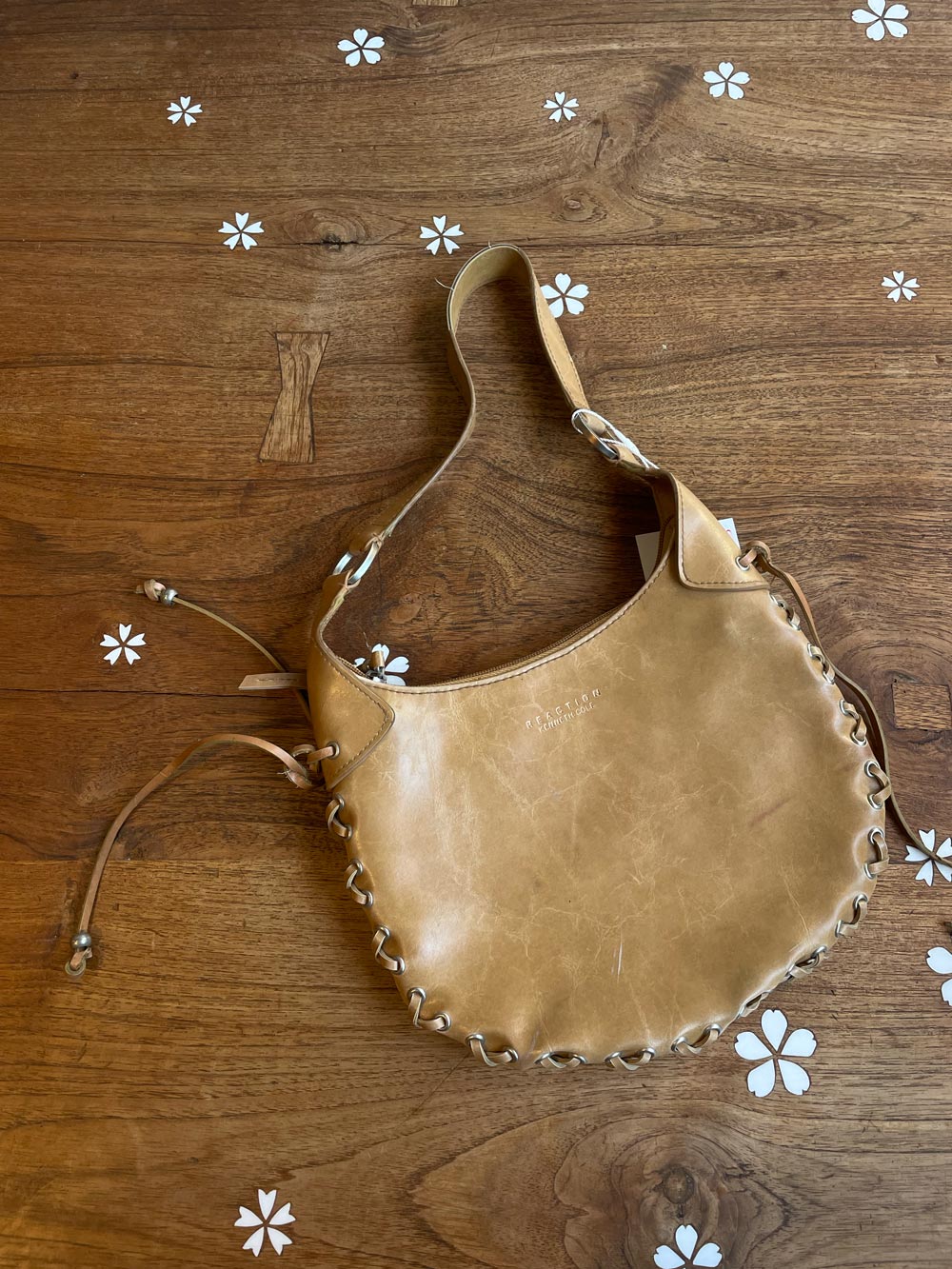 y2k kenneth cole braided leather shoulder bag