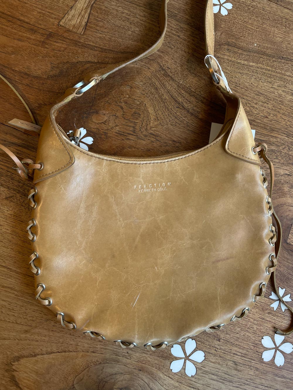 y2k kenneth cole braided leather shoulder bag