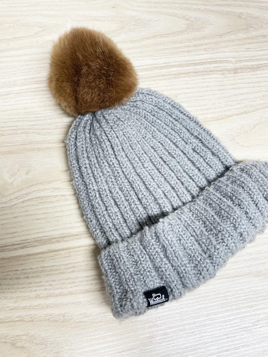 woolrich wool - blend knit toque with rabbit fur pom - good market thrift store