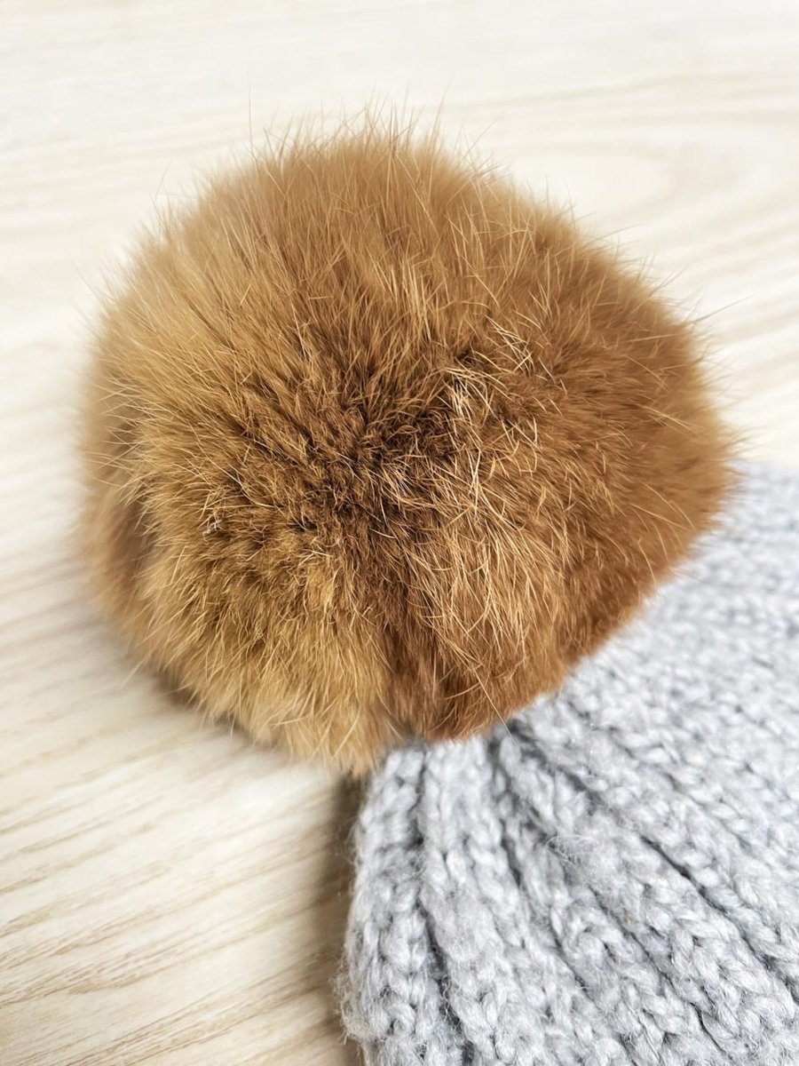 woolrich wool - blend knit toque with rabbit fur pom - good market thrift store