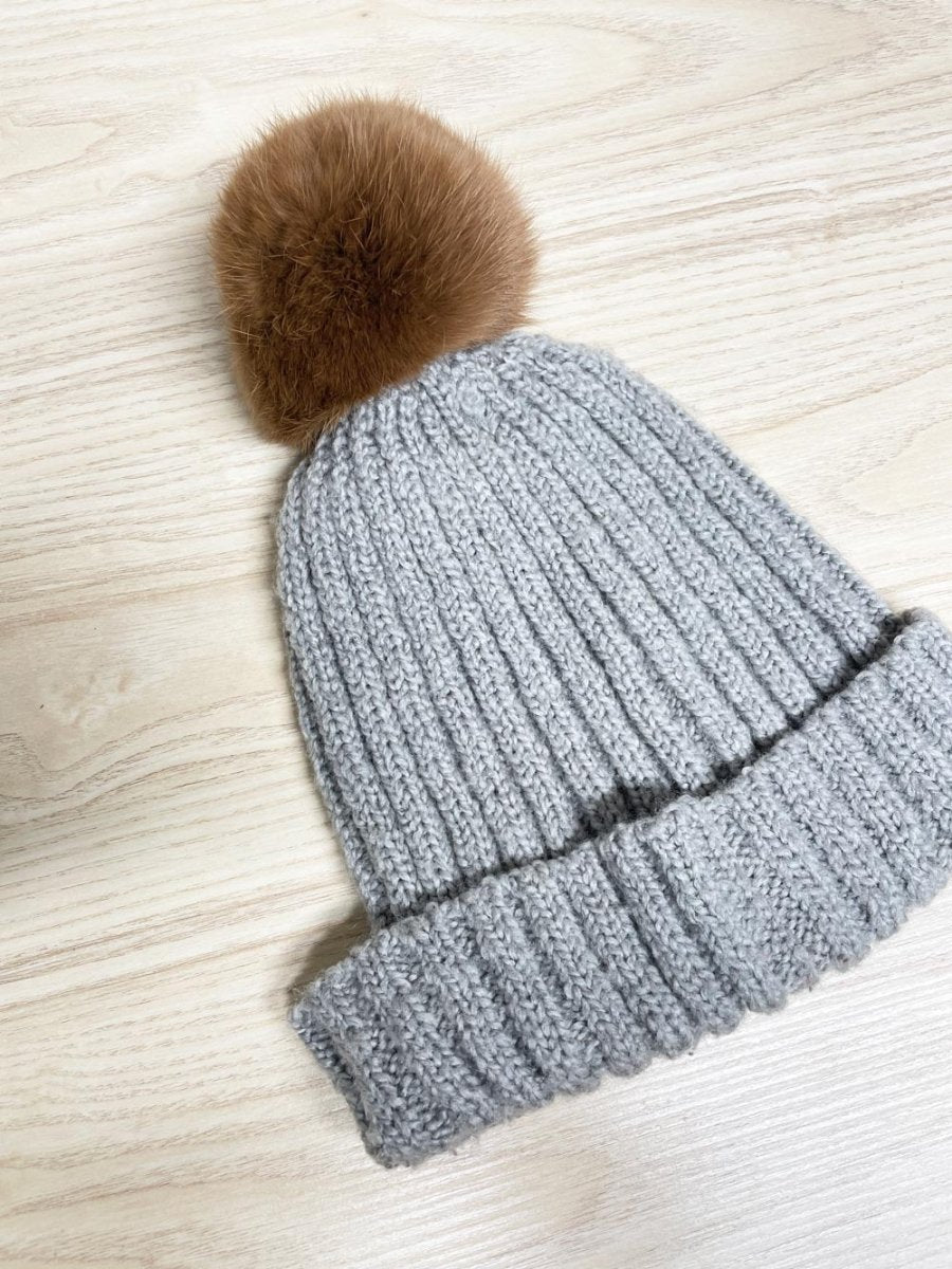 woolrich wool - blend knit toque with rabbit fur pom - good market thrift store