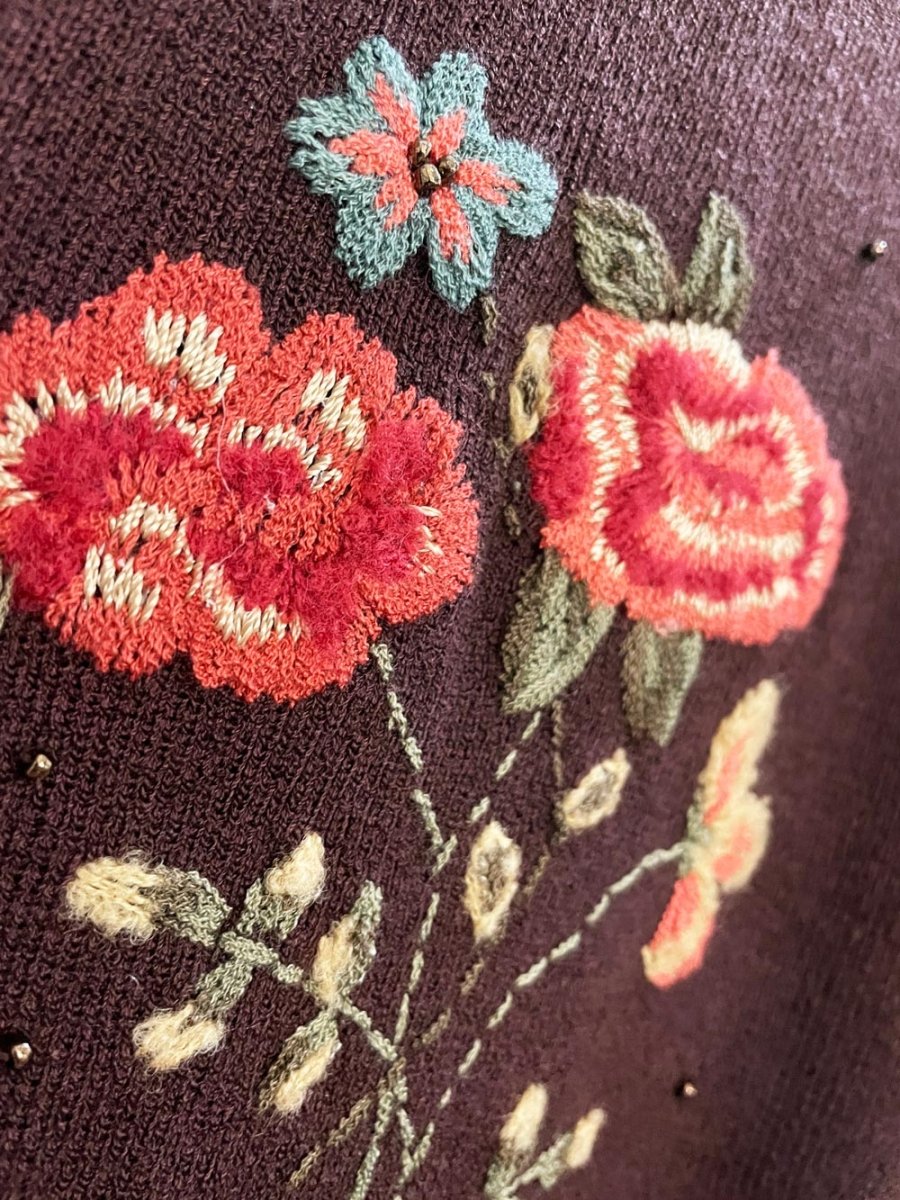 vintage 00s koret embroidered ss knit cardigan polo - good market thrift store