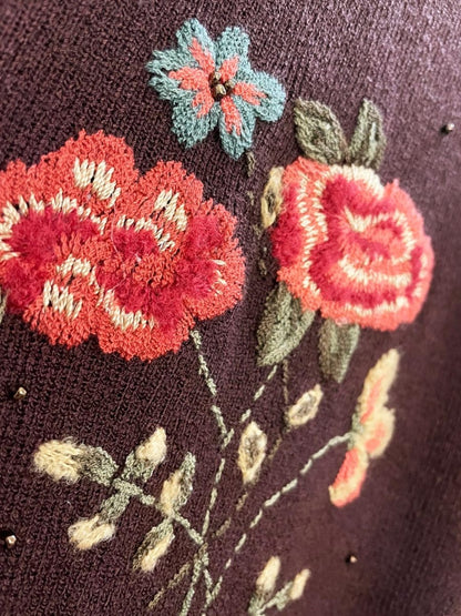 vintage 00s koret embroidered ss knit cardigan polo - good market thrift store