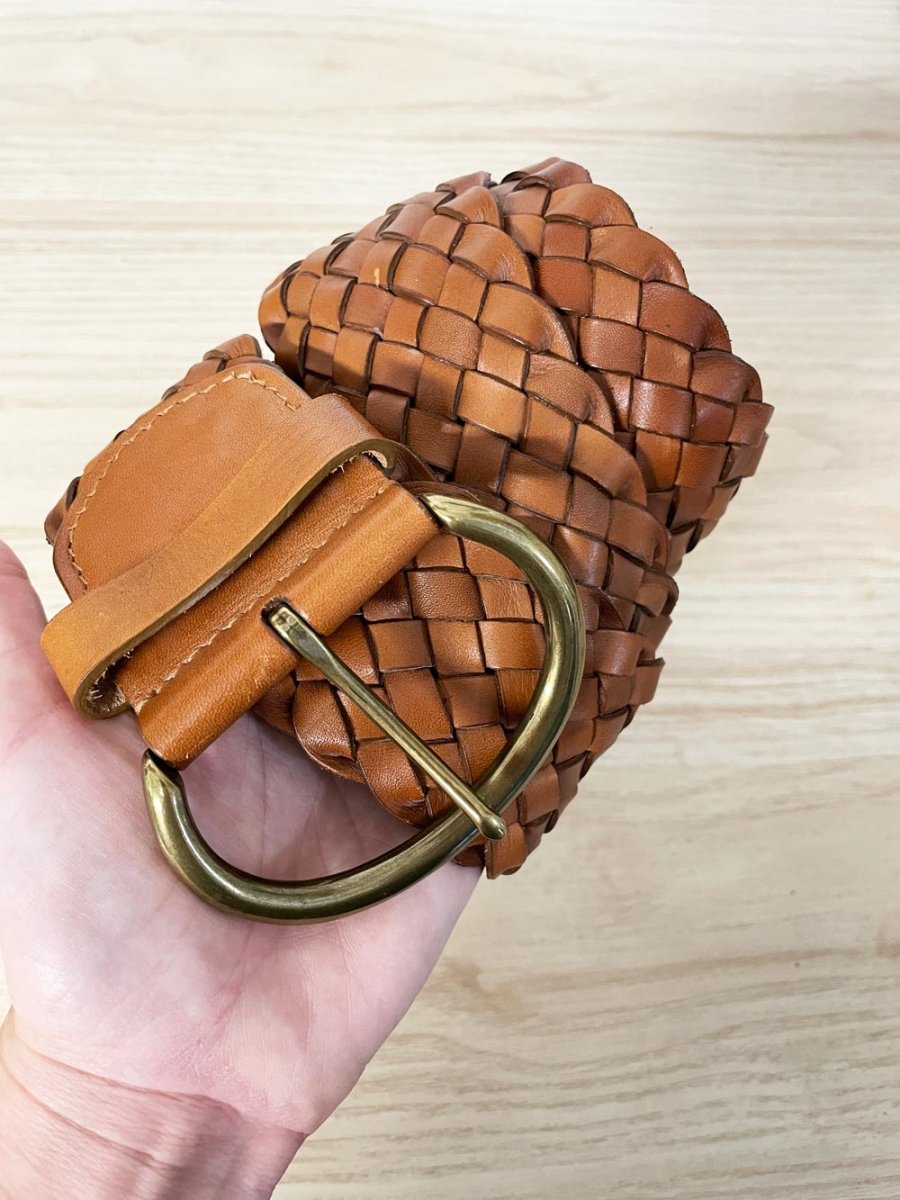 lucky brand leather woven wide belt - good market thrift store