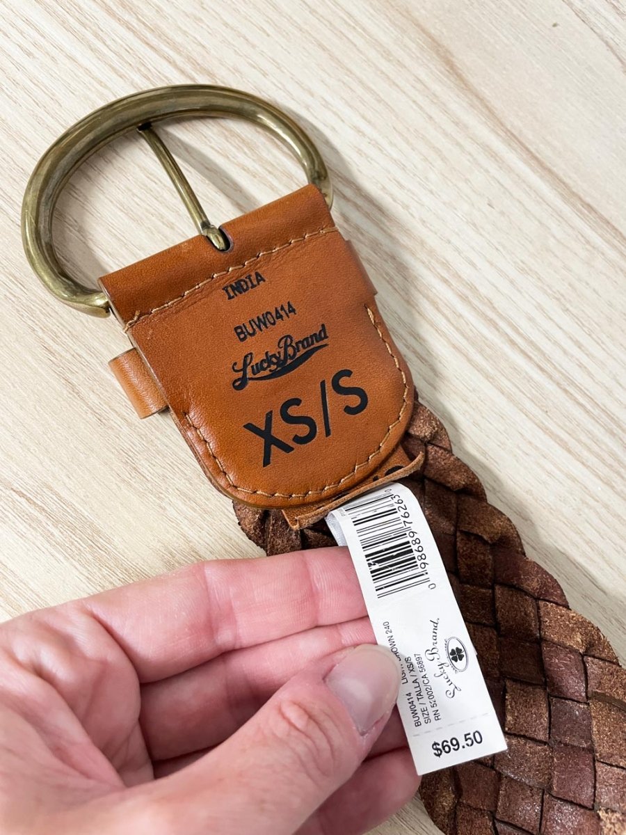 lucky brand leather woven wide belt - good market thrift store