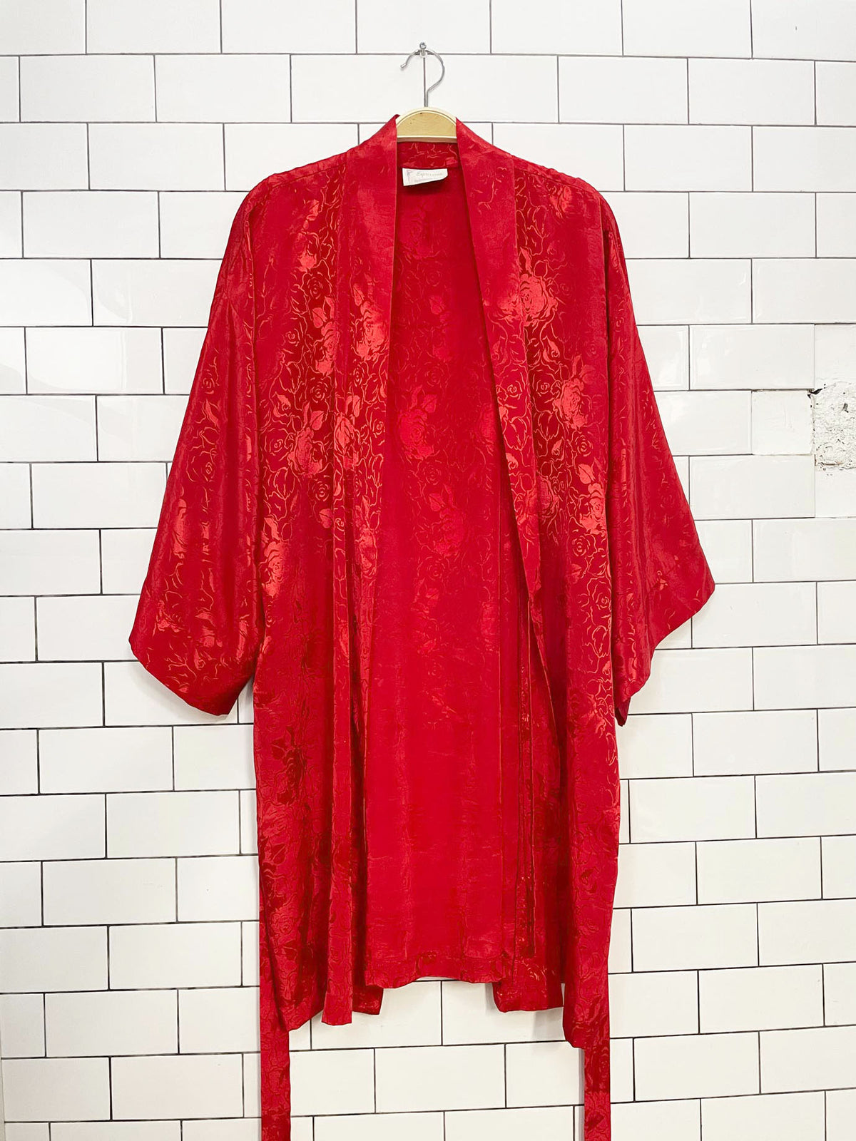 x2 vintage 80s expressions satin floral paisley robe + mini slip dress | california dynasty