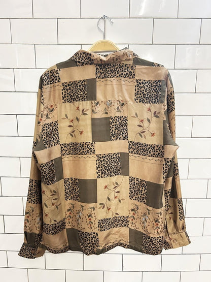 vintage 00s stunt abstract animal print silk shirt - good market thrift store