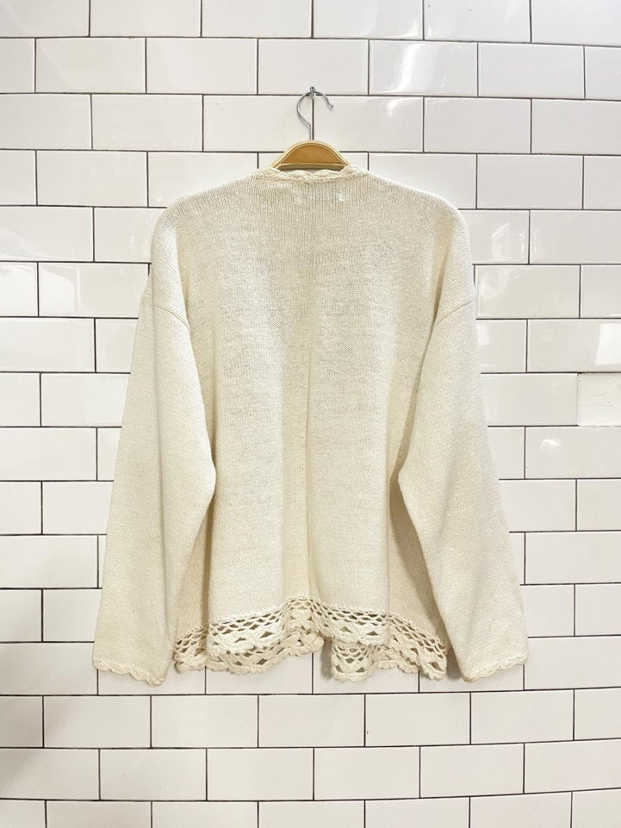 vintage 90s jessie embroidered floral knit cardigan - good market thrift store