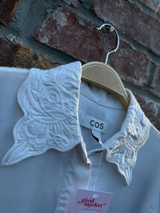 cos 2024 embroidered collar satin shirt