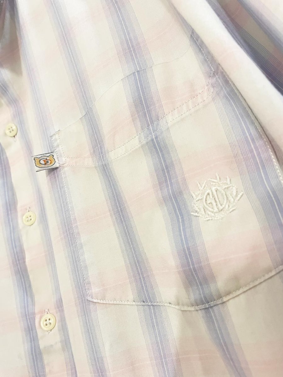 vintage thai embroidered crest pocket light shirt - good market thrift store