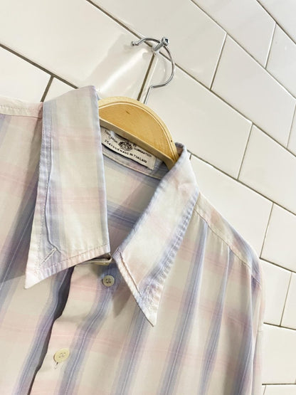 vintage thai embroidered crest pocket light shirt - good market thrift store