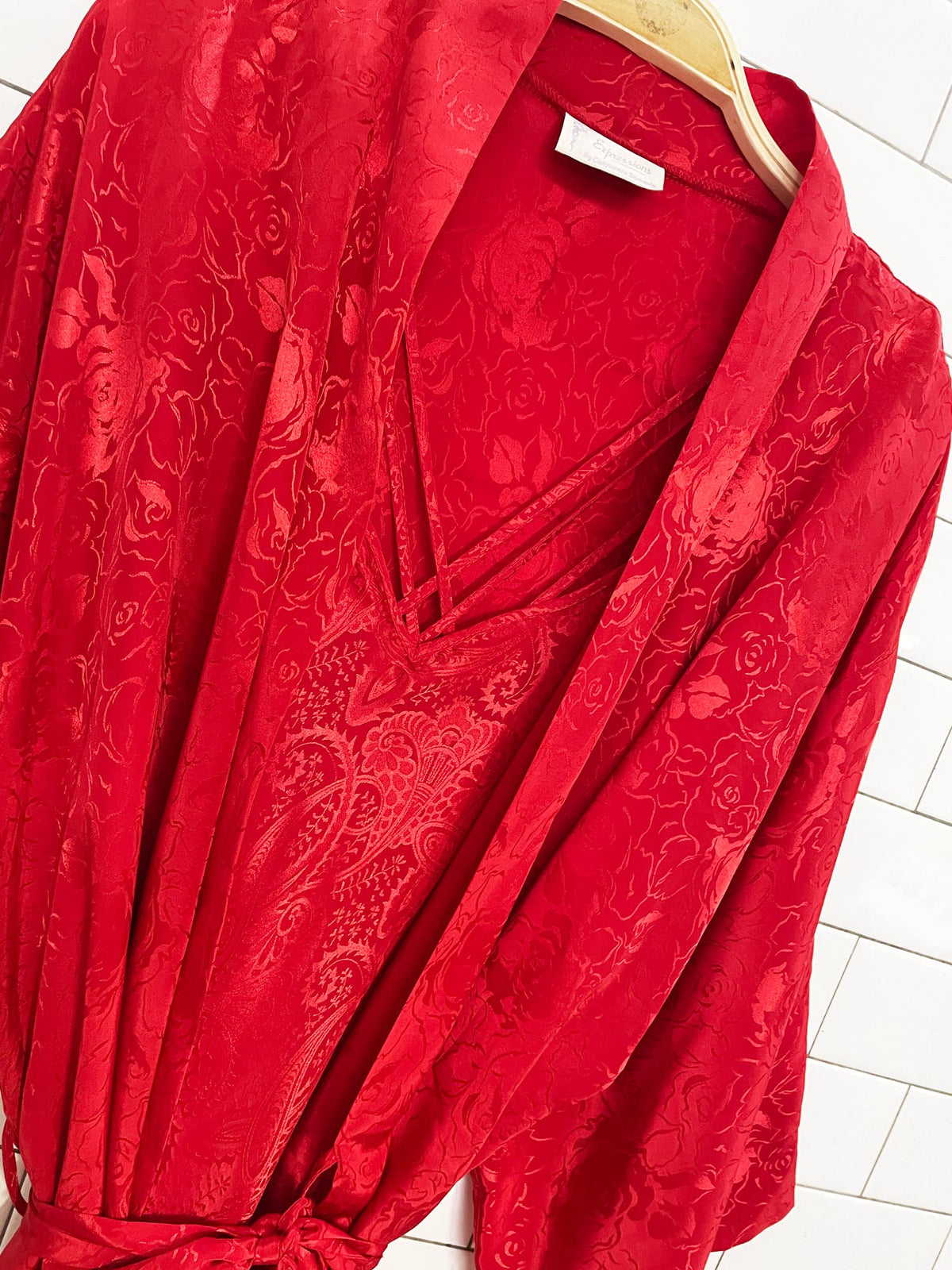 x2 vintage 80s expressions satin floral paisley robe + mini slip dress | california dynasty
