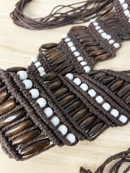 y2k boho beaded tie waist belt - good market thrift store