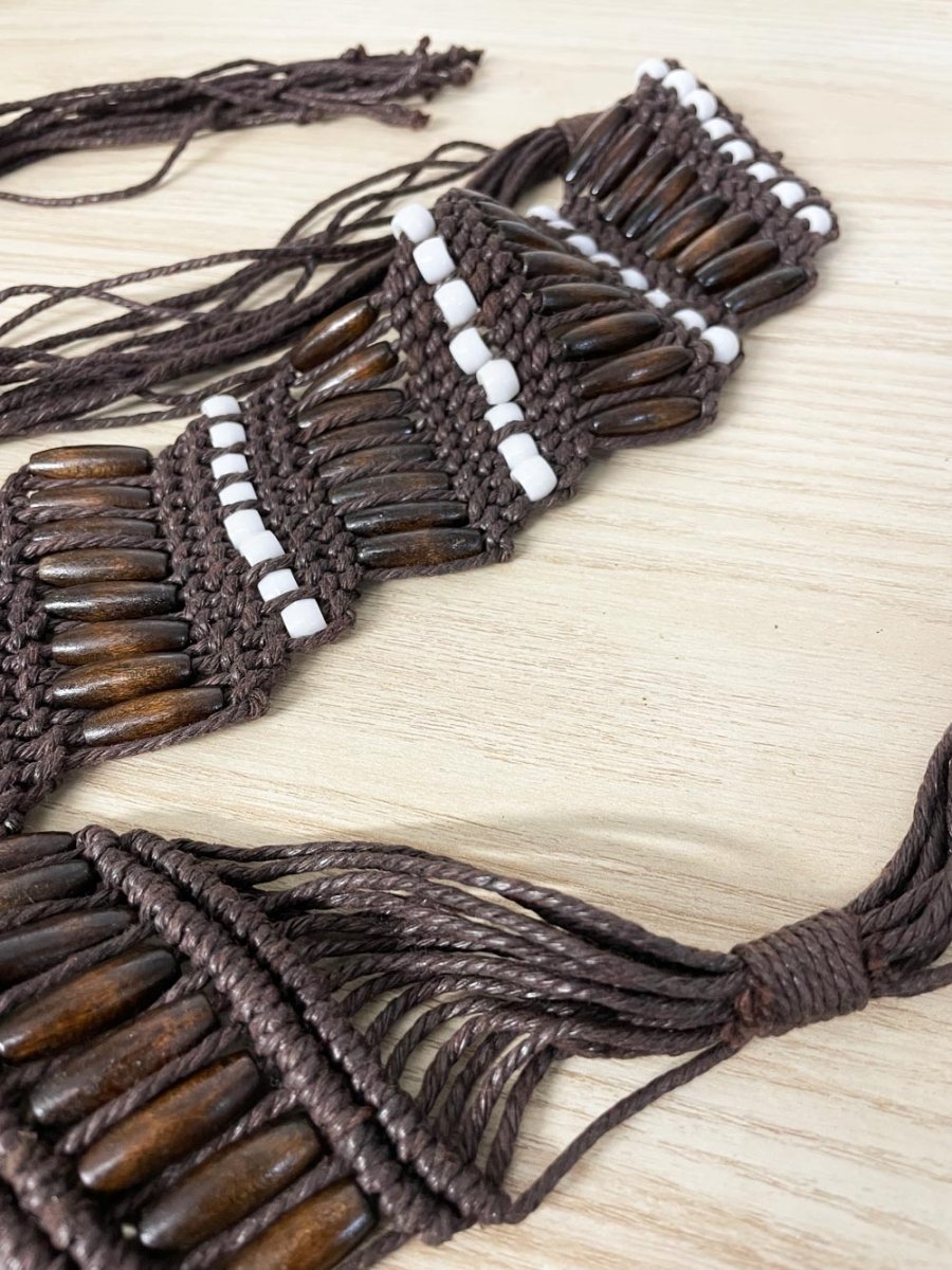 y2k boho beaded tie waist belt - good market thrift store