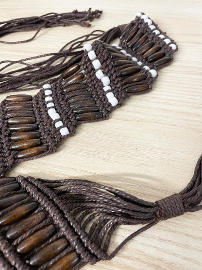 y2k boho beaded tie waist belt - good market thrift store